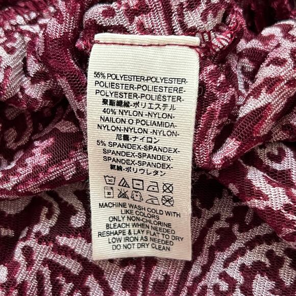 We The Free Ginger Berry Velvet Burnout Off Shoulder Top Mulled Wine Combo Med - Picture 7 of 8